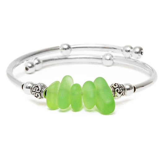 Peridot Nugget Sea Glass Bracelet