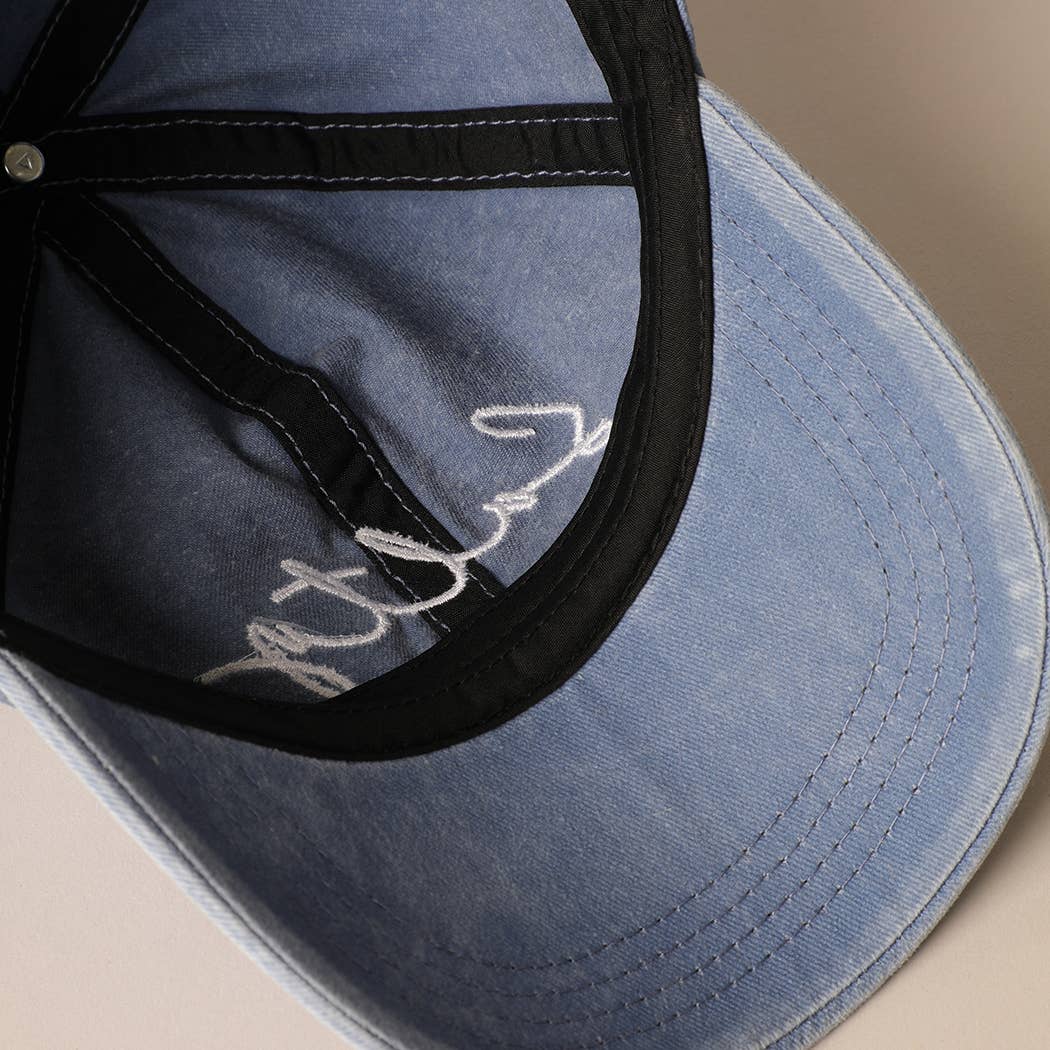 Salty Lettering Embroidery Baseball Cap: LIGHT BLUE / One Size