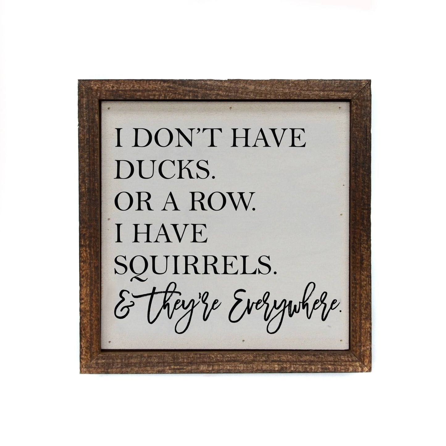 Driftless Studios - I Don't Have Ducks. Or A Row. I Have Squirrels Sign