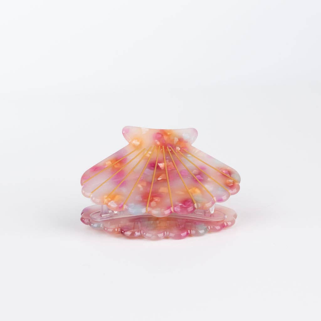 Clam Shell Marble Style Hair Claw Clip - Pink