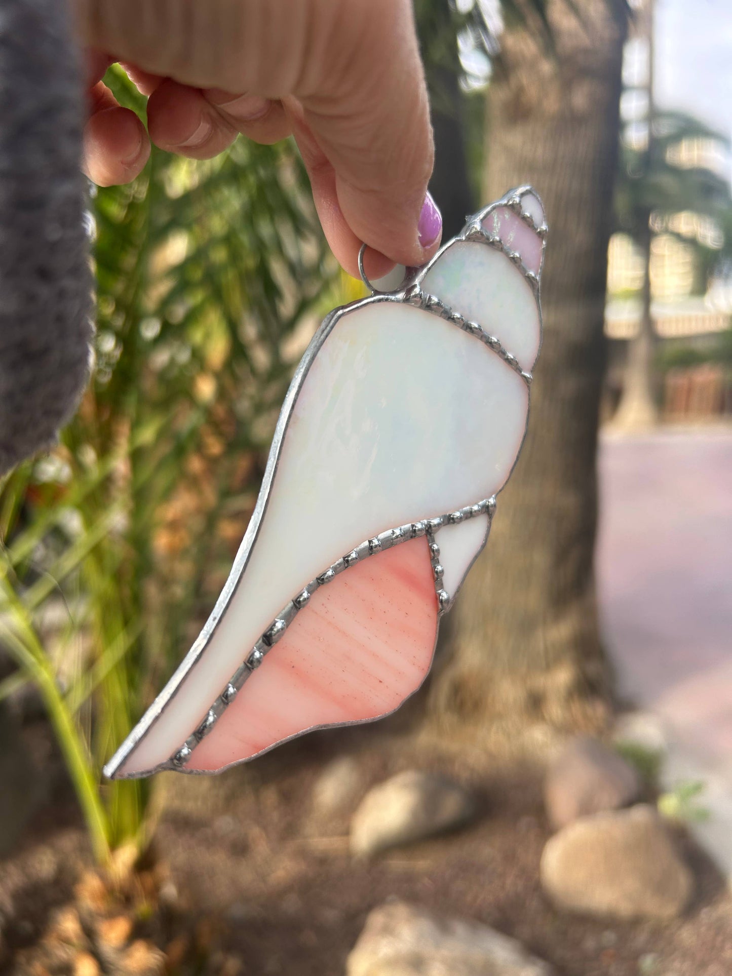 Stained Glass Spiral Seashell Suncatcher