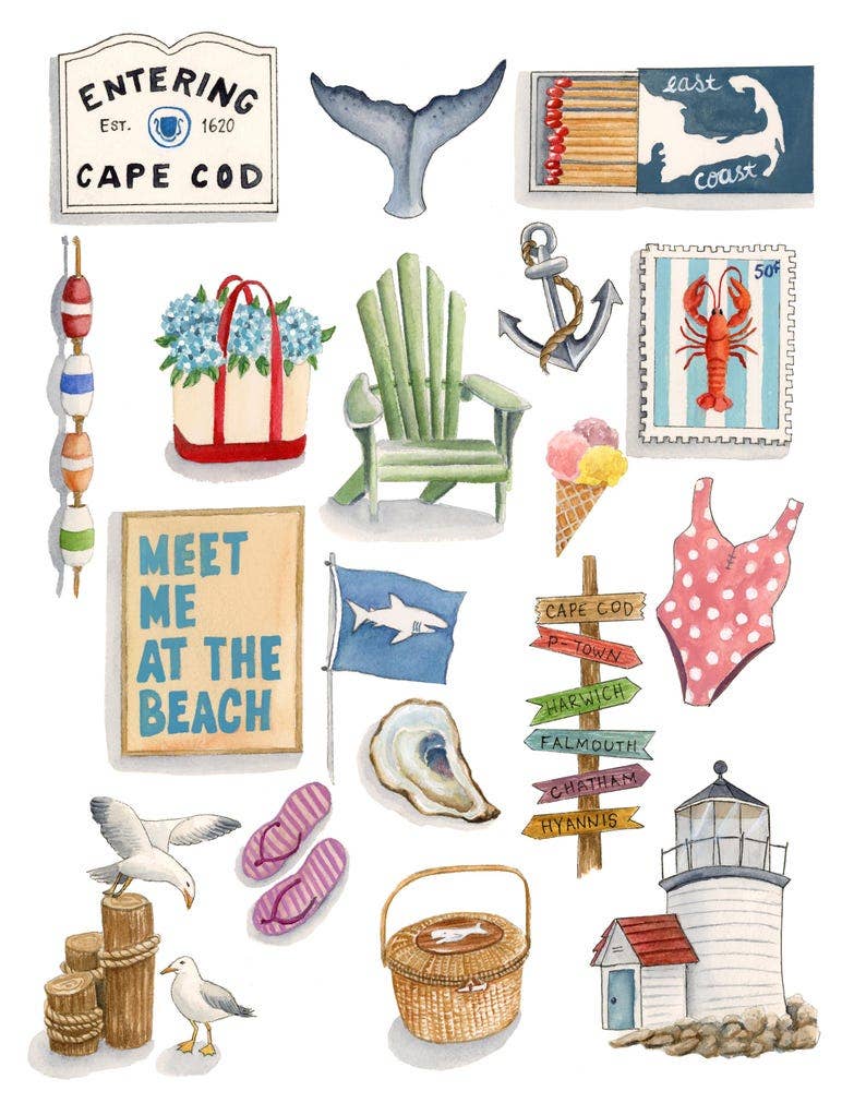 Fiona and Honey Designs - Cape Cod Illustration Watercolor Painting