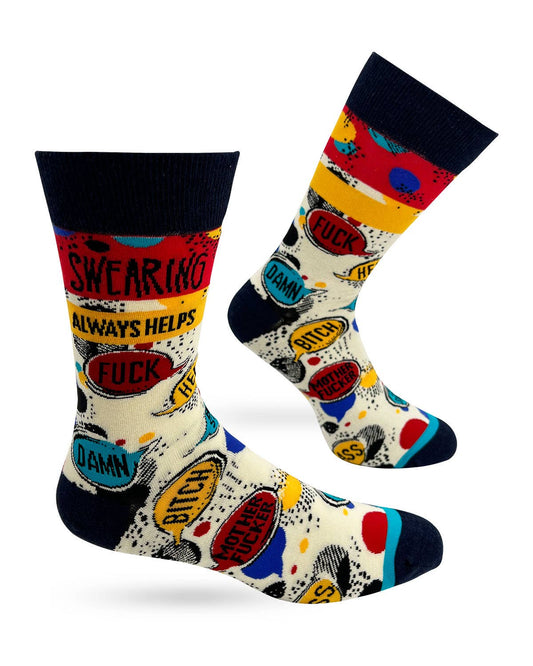 Fabdaz - Swearing Always Helps Men's Novelty Crew Socks