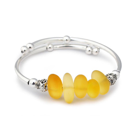 Golden Sun Sea Glass Nuggets Single Bracelet