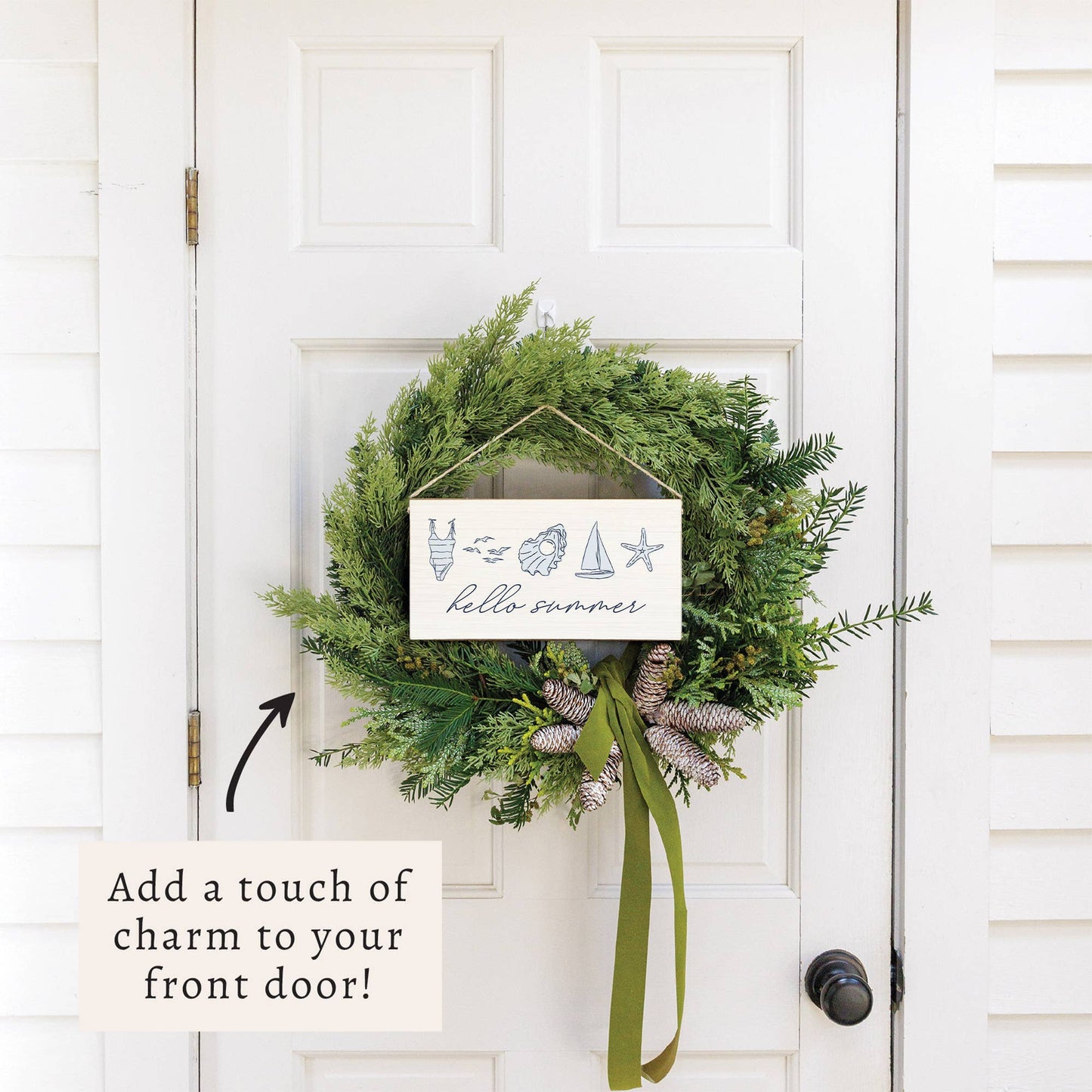 Hello Summer Twine Sign | Coastal Door Decor | Summer Sign