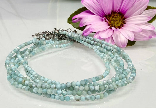 Natural Larimar Anklet Stainless Steel Finding