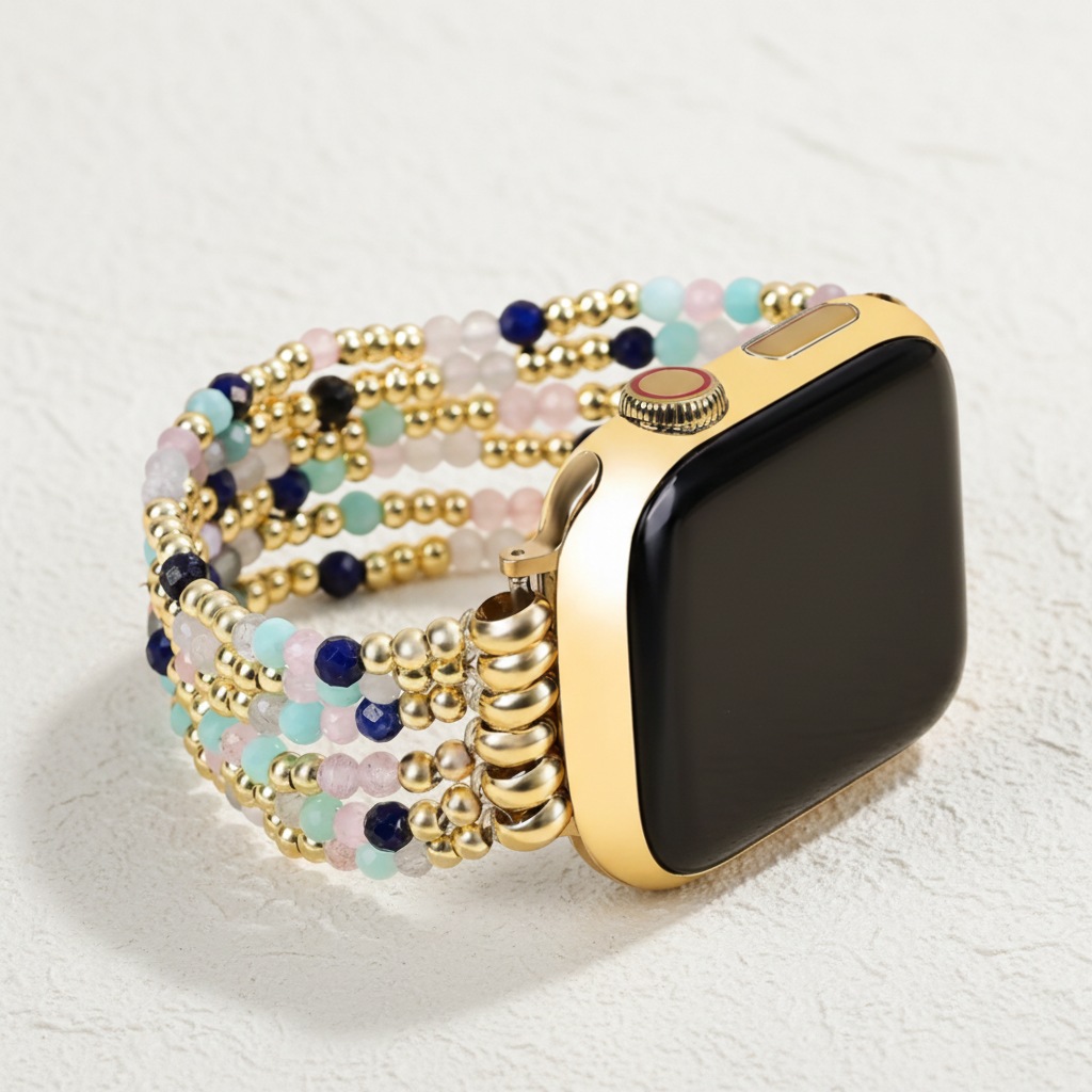 Jewel Lapis Amazonite Stretch Apple Watch Strap