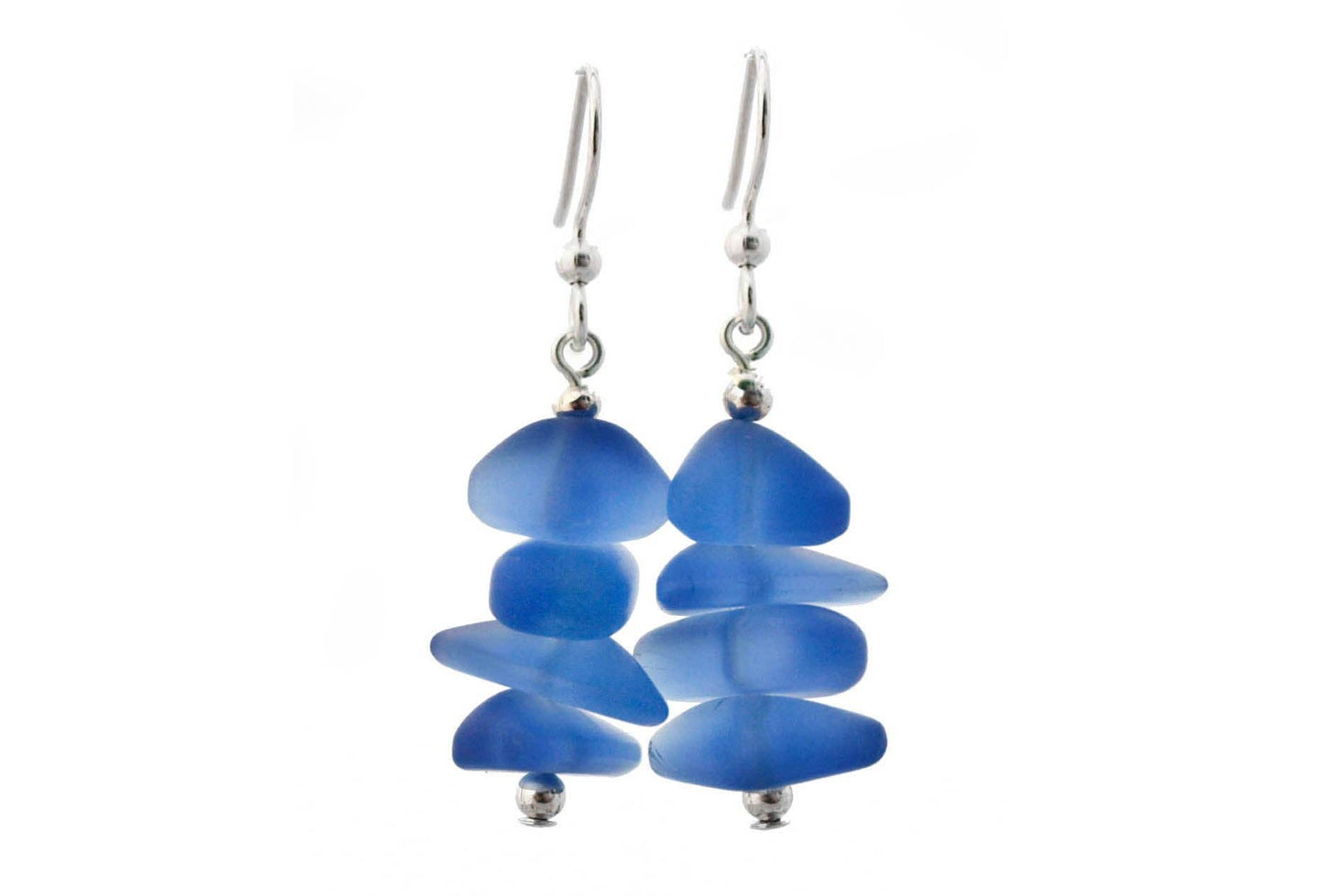 Royal Blue Sea Glass Drop Earrings