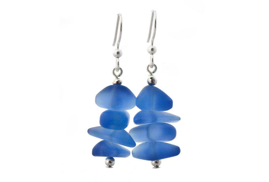 Royal Blue Sea Glass Drop Earrings