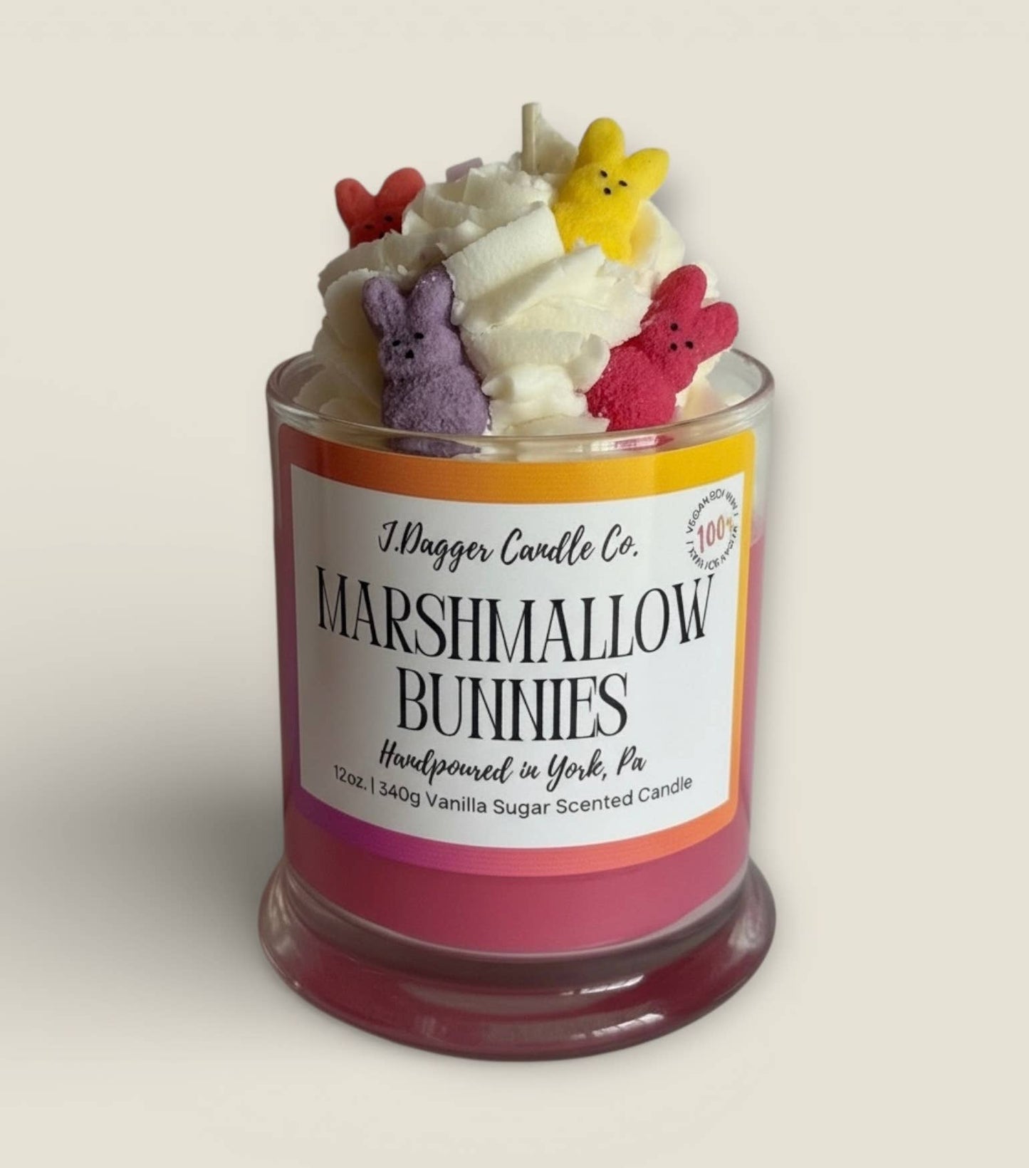 J Dagger Candle Co. - Marshmallow Peeps Easter Themed Soy Dessert Candle , 12oz.