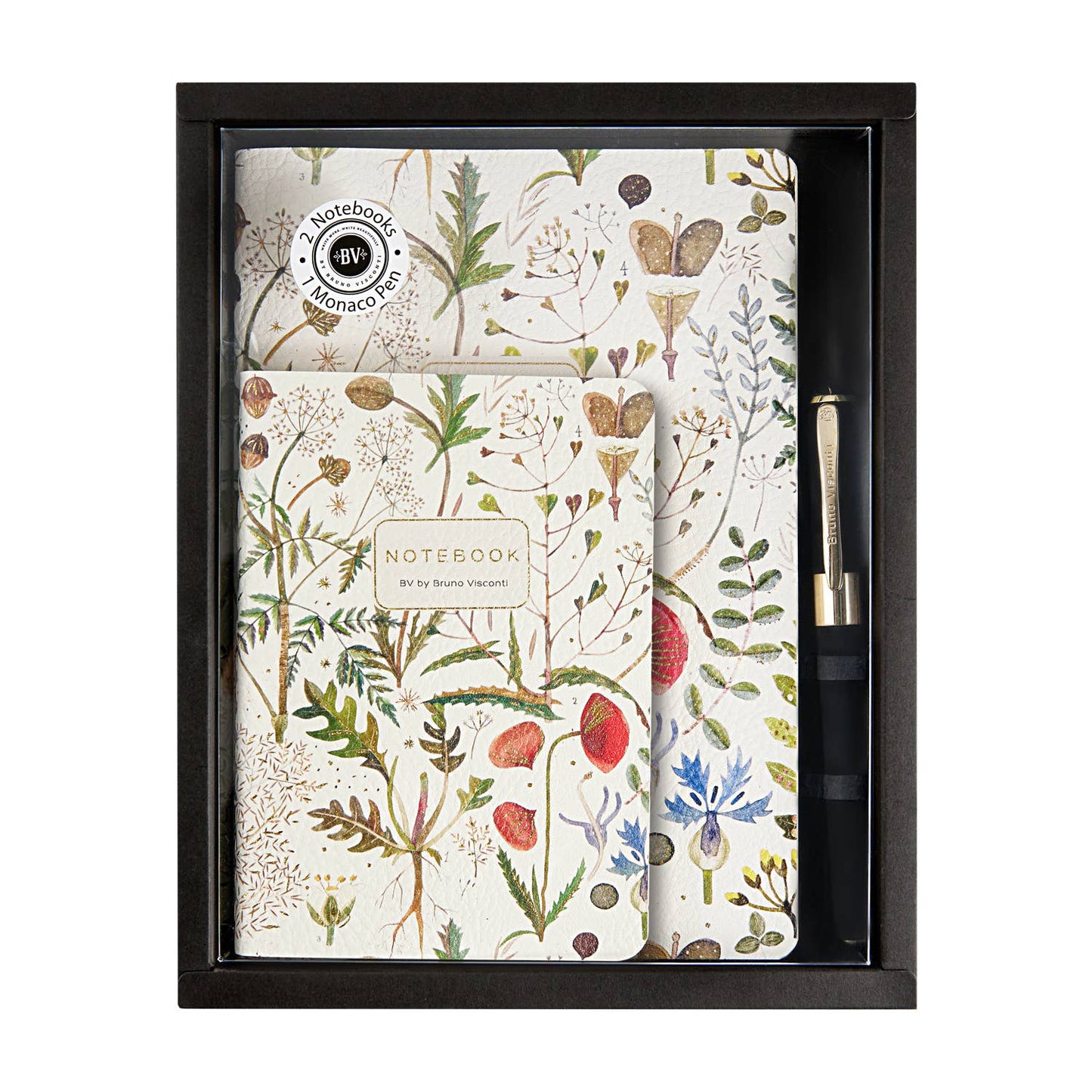 BV by Bruno Visconti - 3 Piece Gift Set Greens and Flowers 2 Notebooks + Monaco Pen
