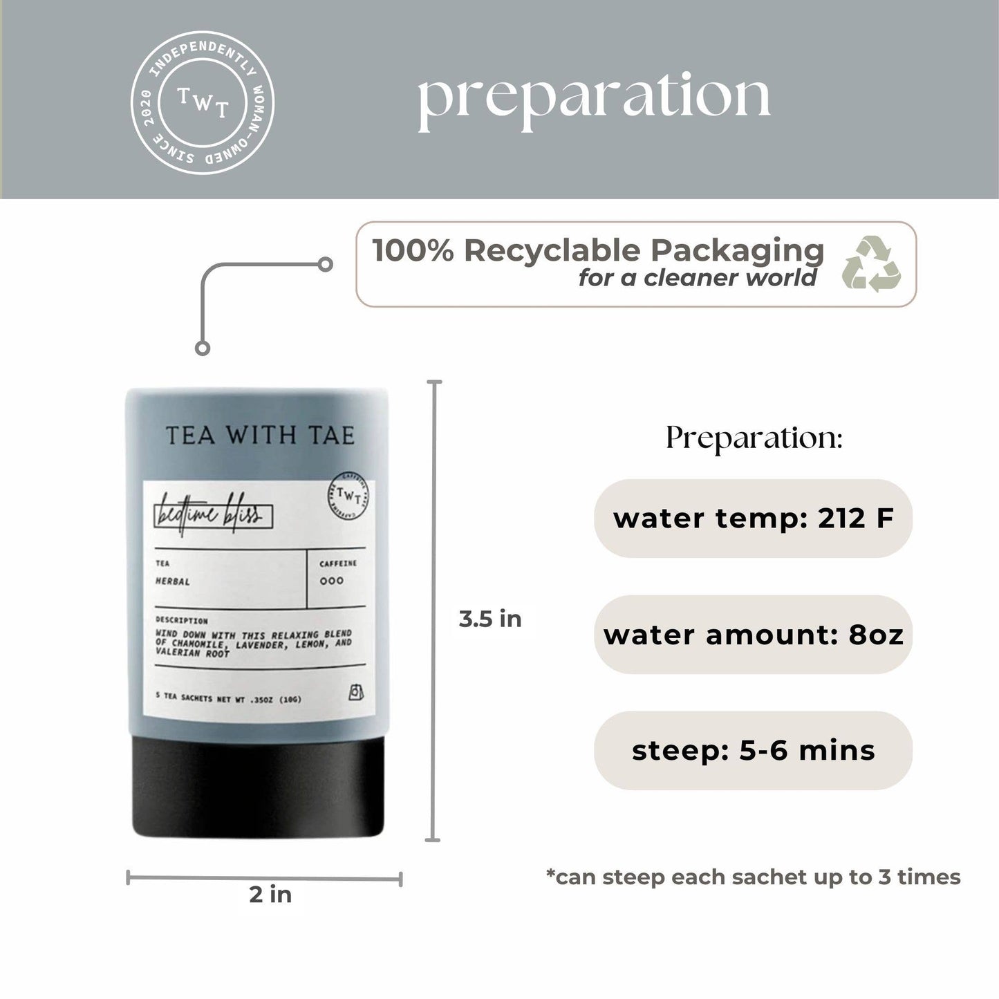 Tea with Tae - Nighttime Routine Sleep Tea Mini Tube Gift (5 tea bags)