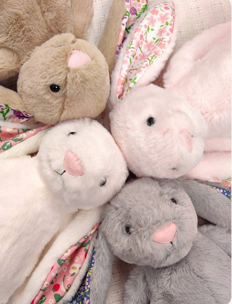 Auraquise - Spring Easter Floral Plush Bunny White