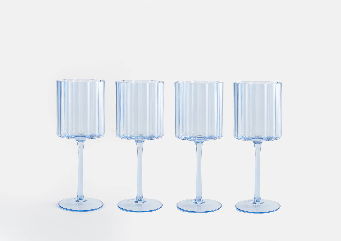 Jeanne Fitz - Scalloped Edge Glasses, wine, Blue
