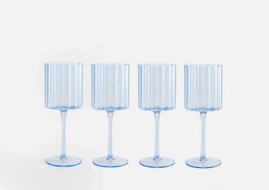 Jeanne Fitz - Scalloped Edge Glasses, wine, Blue