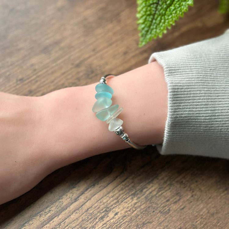 Blue Ombre Nugget Sea Glass Bracelet