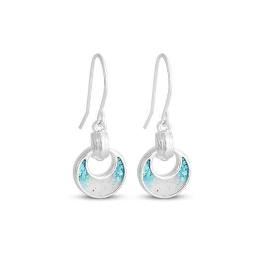 Crescent Drop Earrings - Turquoise Gradient with Sand from Beaches of Cape Cod
