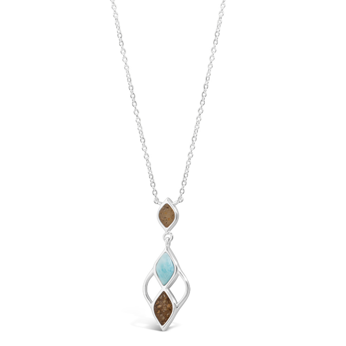 Tidepoint Triple Drop Stationary Necklace - Larimar & Sand from Beaches of Cape Cod