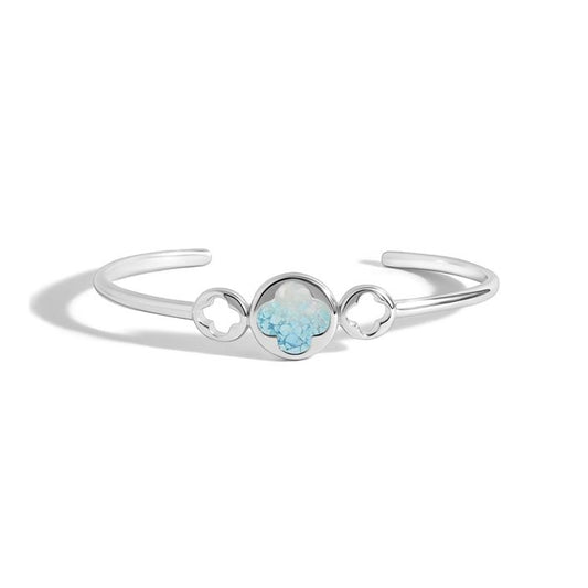 Water Clover Cuff Bracelet by Christine Kesteloo - Mother of Pearl Gradient with Turquoise