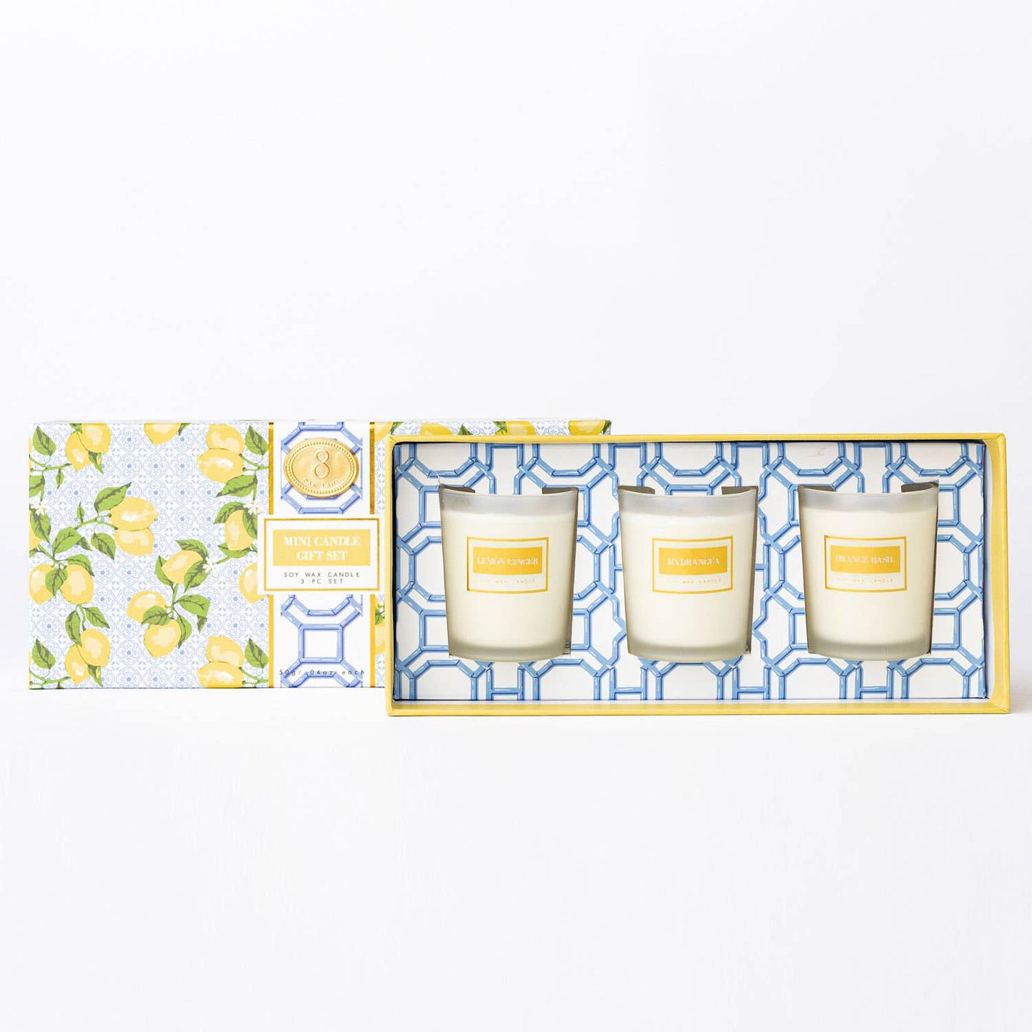 8 Oak Lane - Lemon Trellis 3 Piece Assorted Candle Boxed Set