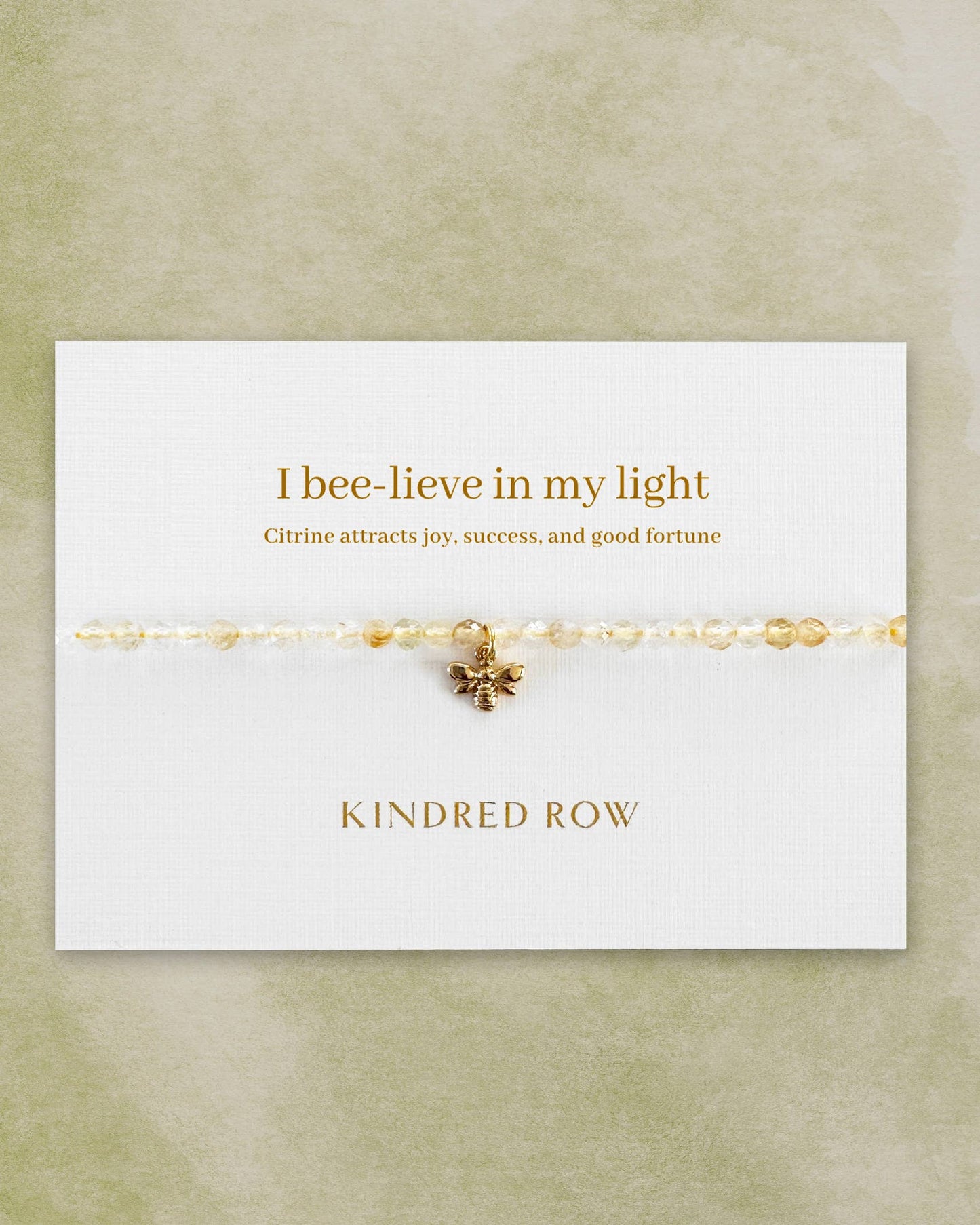 Kindred Row - Citrine Bee Affirmation Charm Bracelet