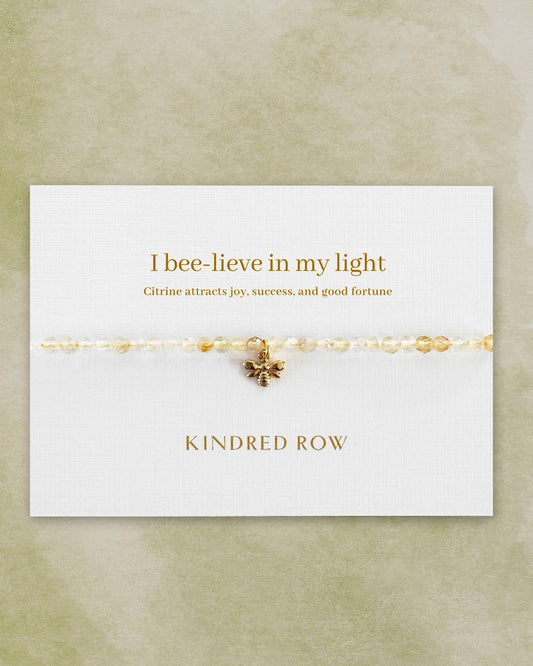 Kindred Row - Citrine Bee Affirmation Charm Bracelet
