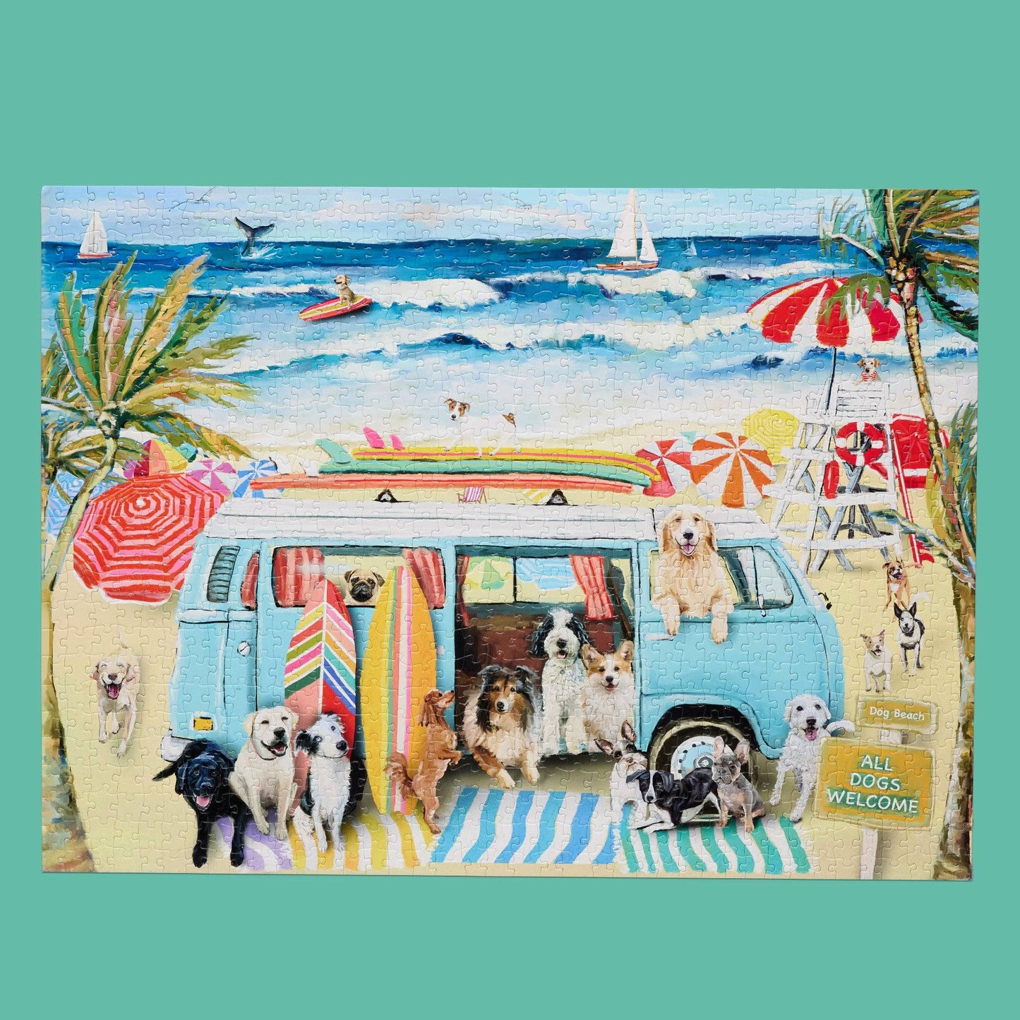 WerkShoppe - Doggie Surf School 1000 Piece Puzzle