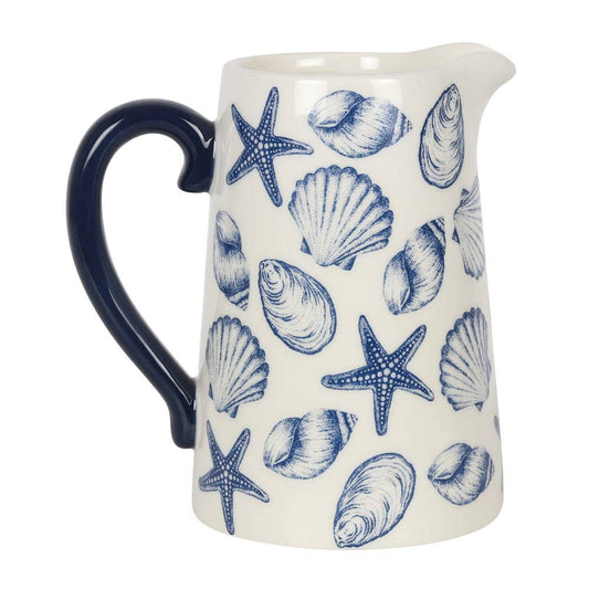 Nautical Seashell Ceramic Pitcher