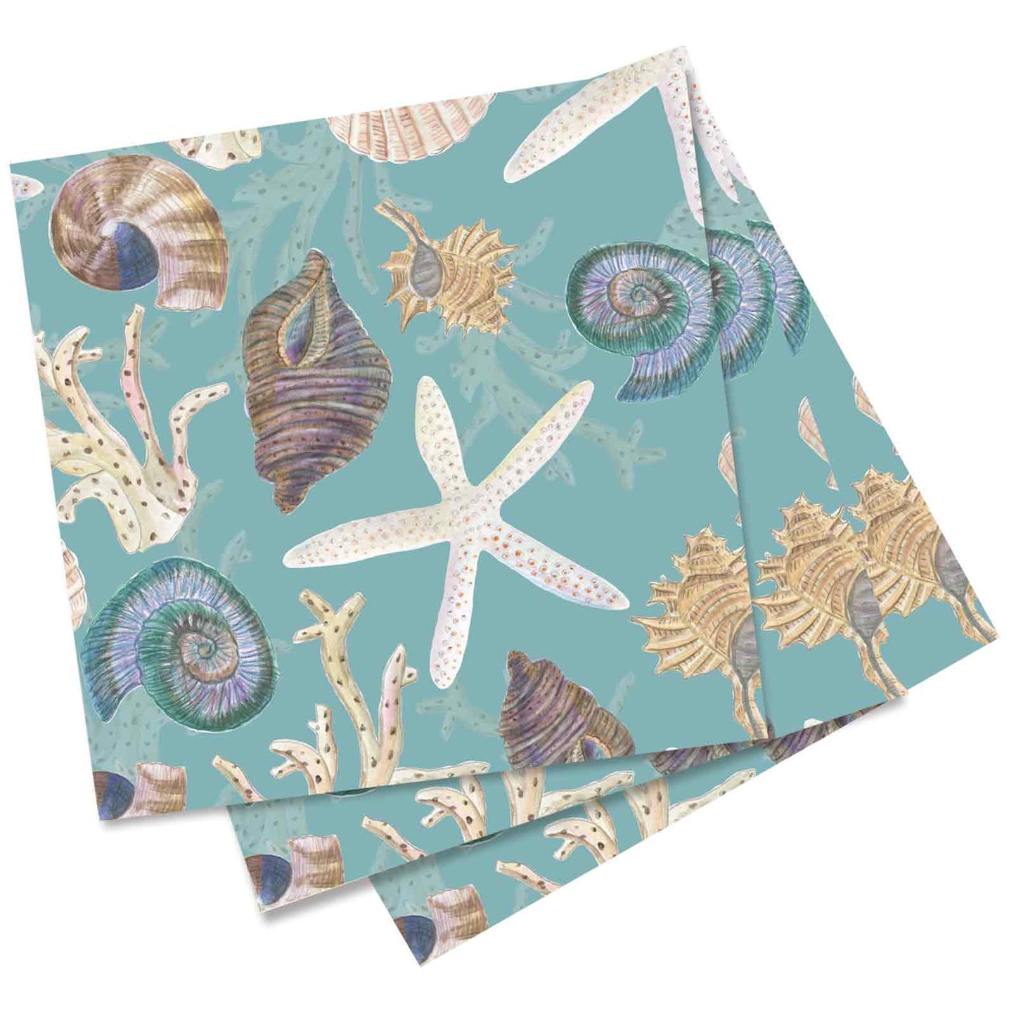 Sea Treasures Coastal  Paper Cocktail Napkins (Pack of 25)