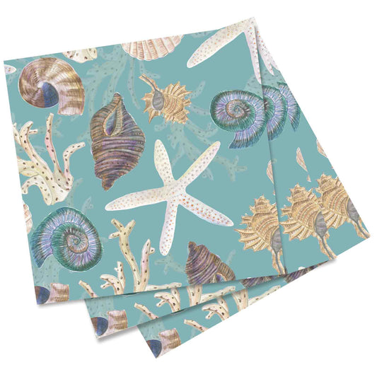 Sea Treasures Coastal  Paper Cocktail Napkins (Pack of 25)