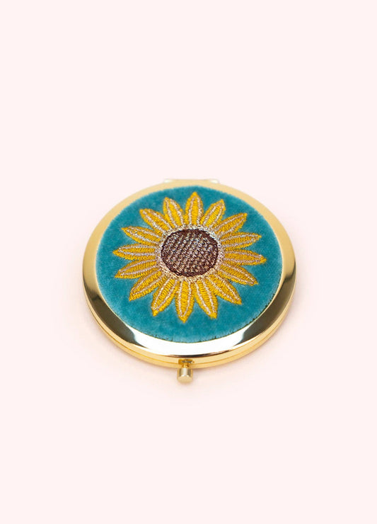 Embroidered Compact Mirror - Summer Sunflower
