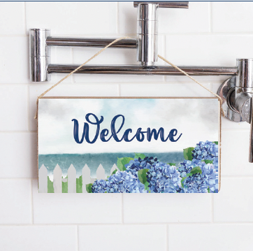 Hydrangea Dreams Welcome Twine Sign