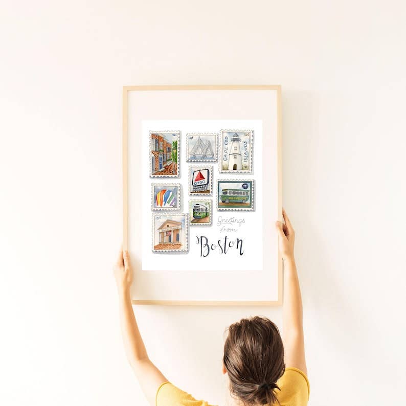 Fiona and Honey Designs - Boston Stamp Illustration Watercolor Paintings