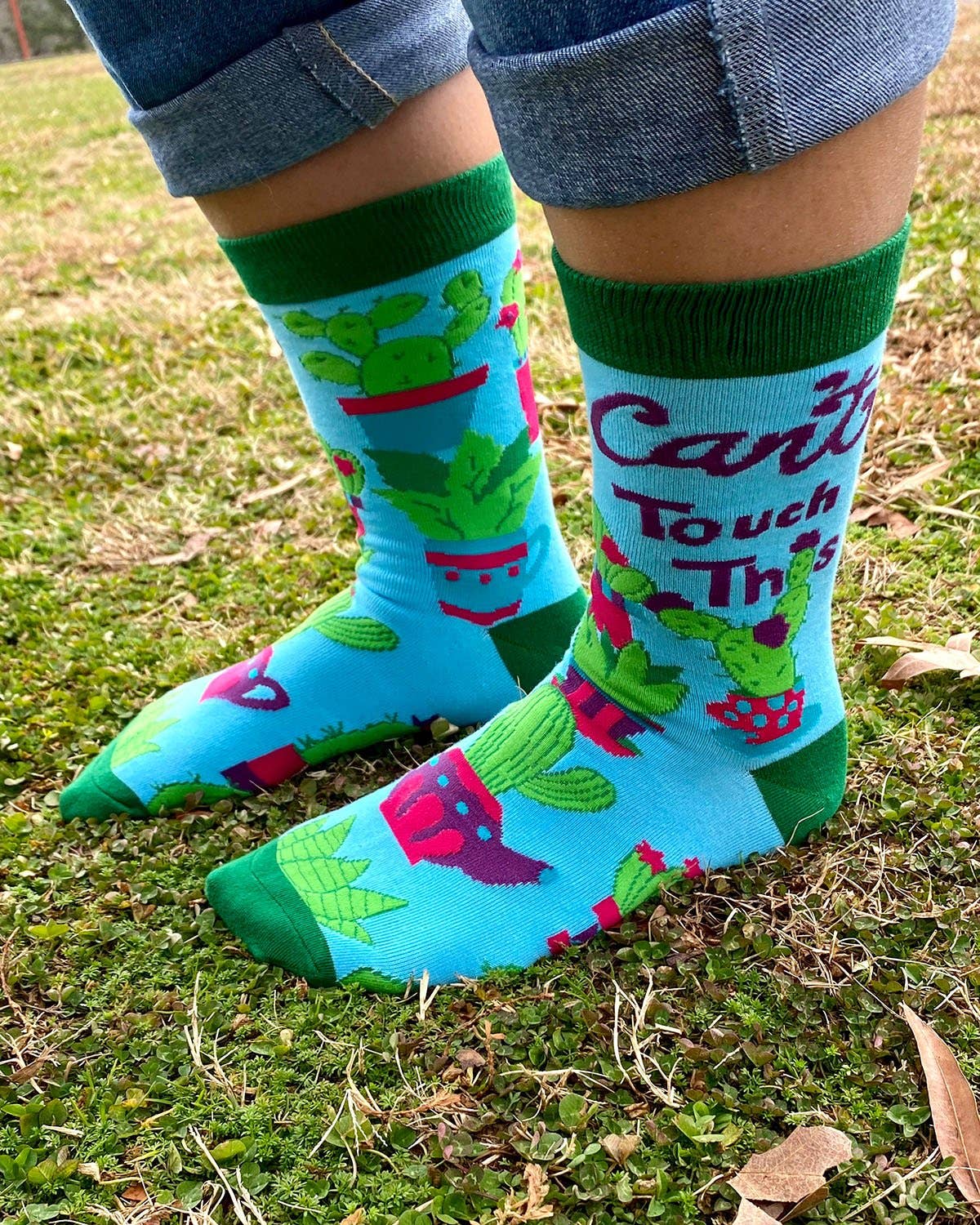 Fabdaz - Can't Touch This Women's Crew Socks Featuring Prickly Cactus
