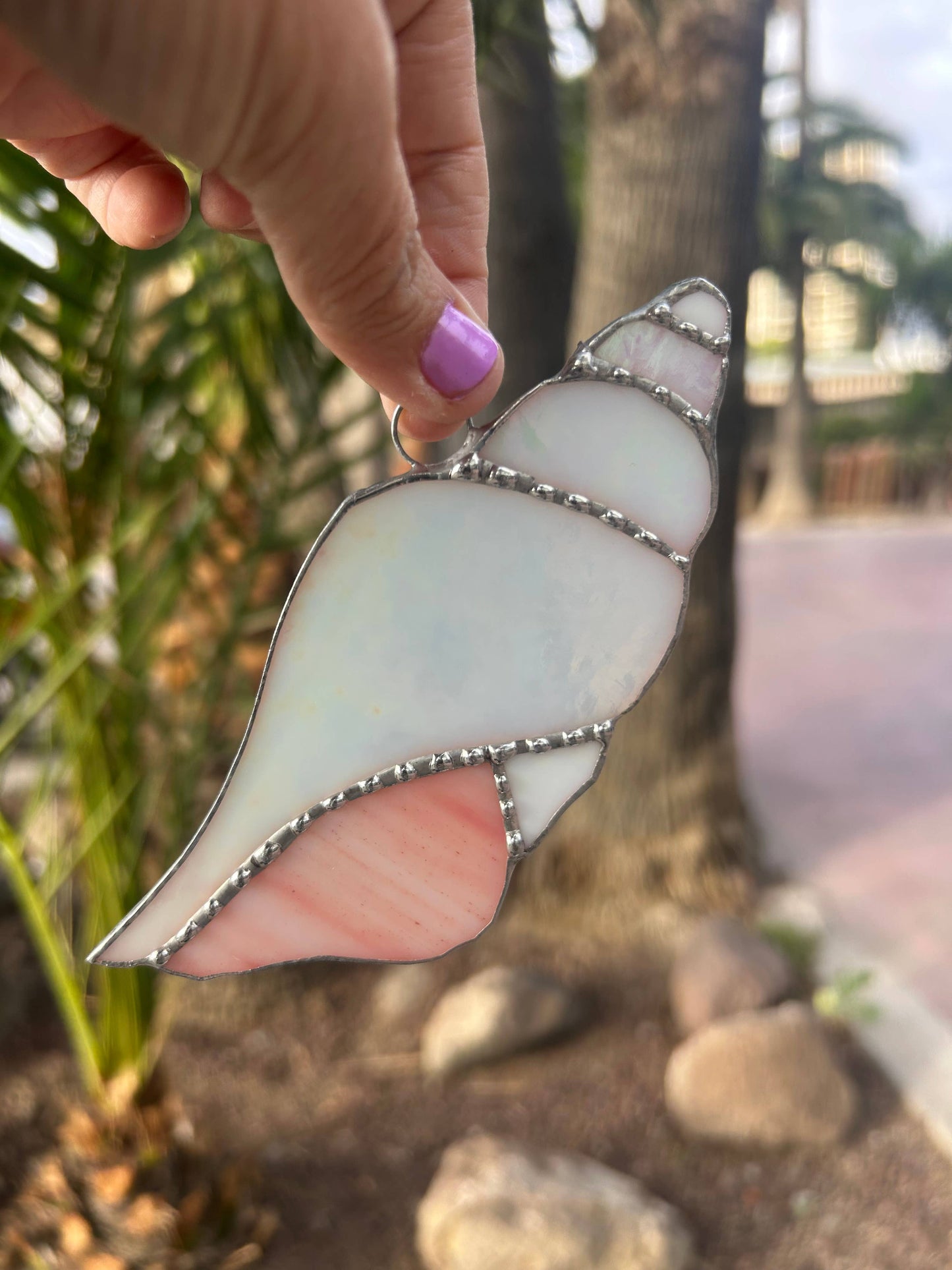 Stained Glass Spiral Seashell Suncatcher