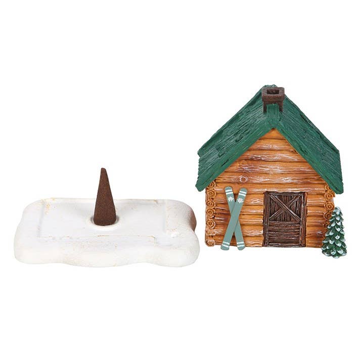 Winter Cabin Ski Chalet Incense Cone Holder