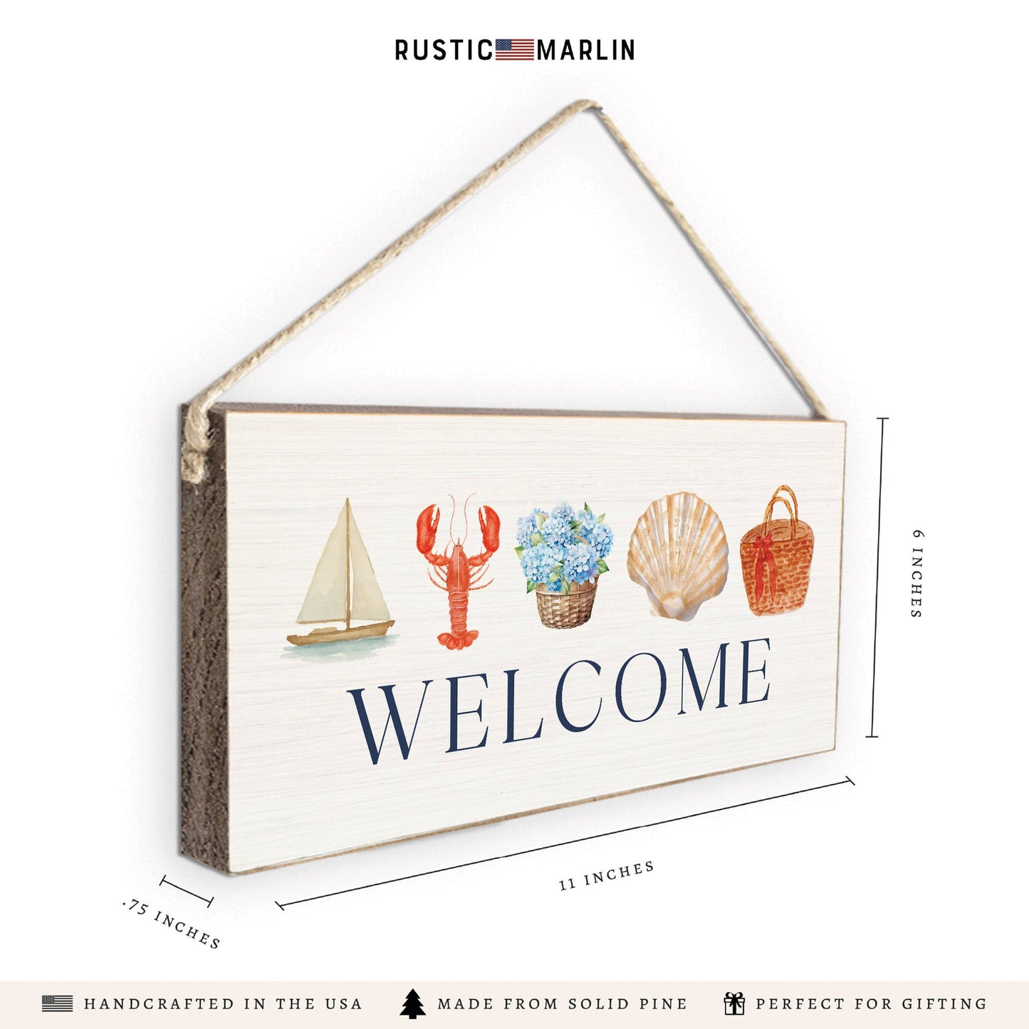 Coastal Icons Welcome Twine Sign