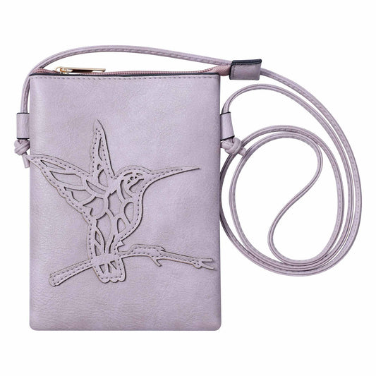 Shine Mark Accessories - Lavender - Hummingbird laser cut crossbody cellphone bag