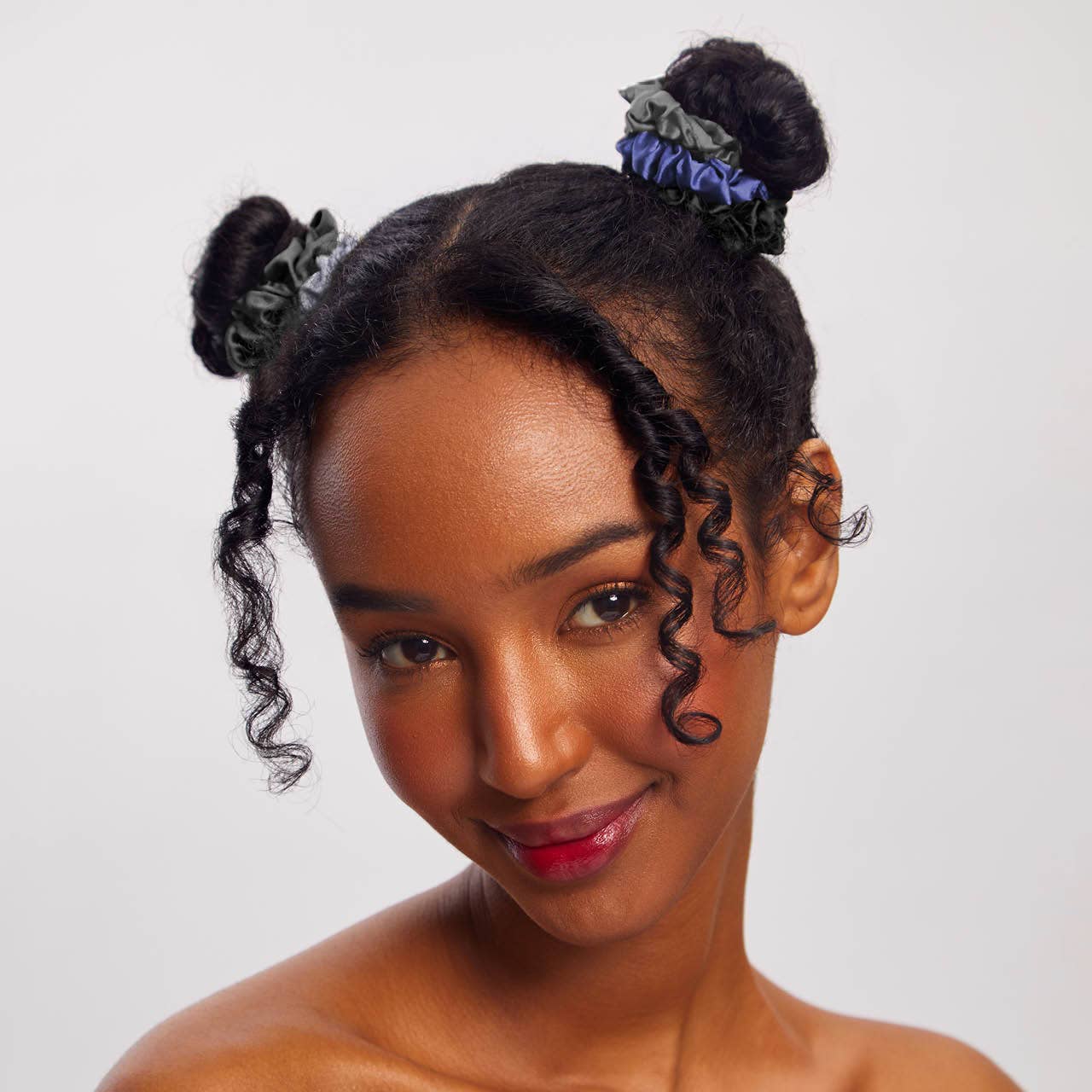 KITSCH - Satin Petite Scrunchies 5pc Set- Midnight