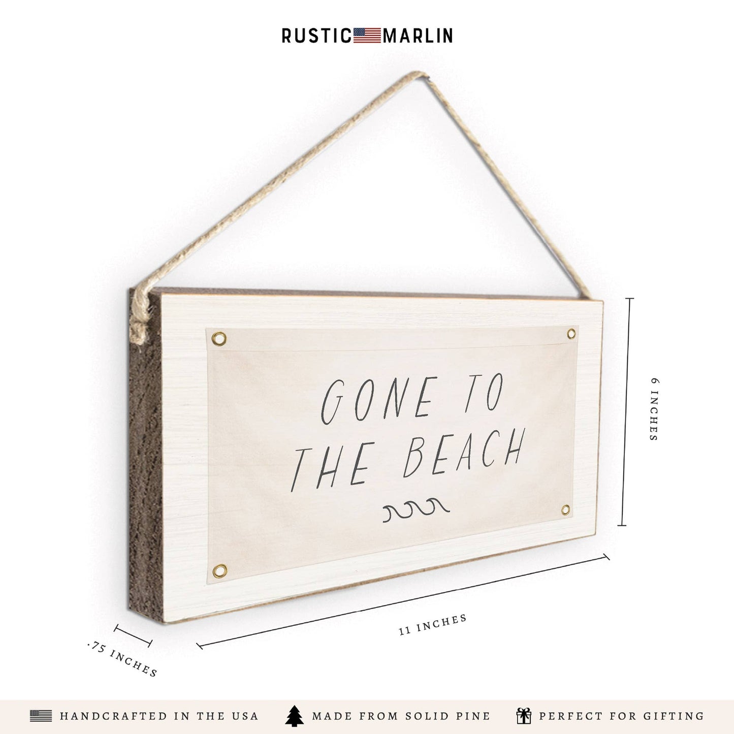 Gone To The Beach Twine Sign | Coastal Door Decor