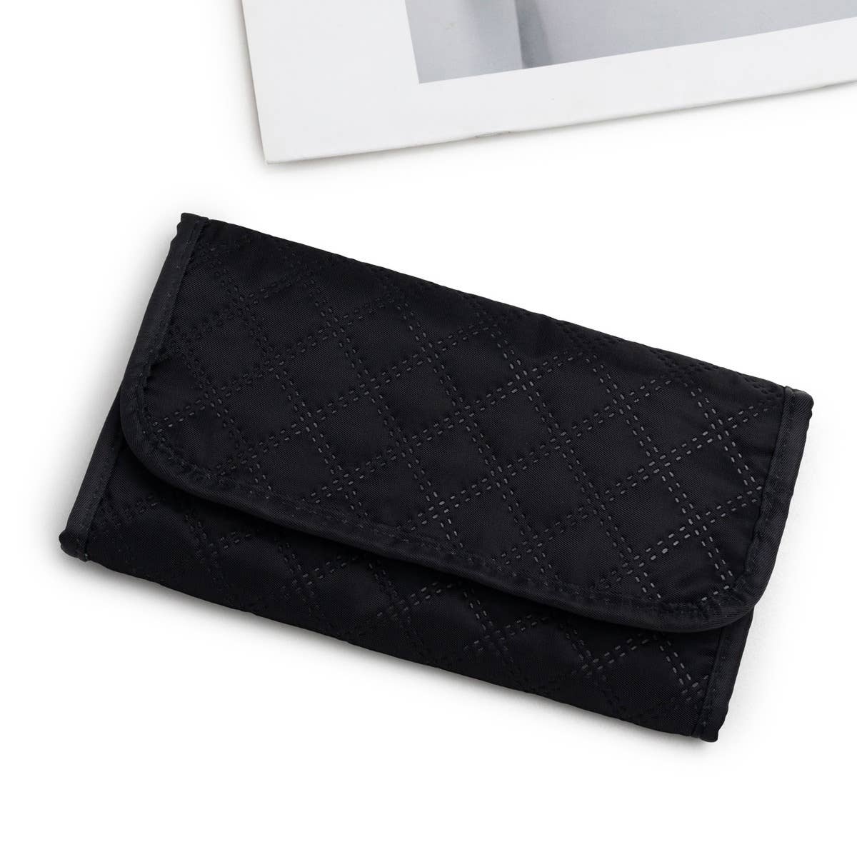 Foldable Travel Jewelry Organizer Roll - Black