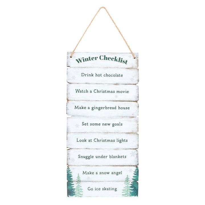 Winter Wonderland Christmas Checklist Hanging Sign