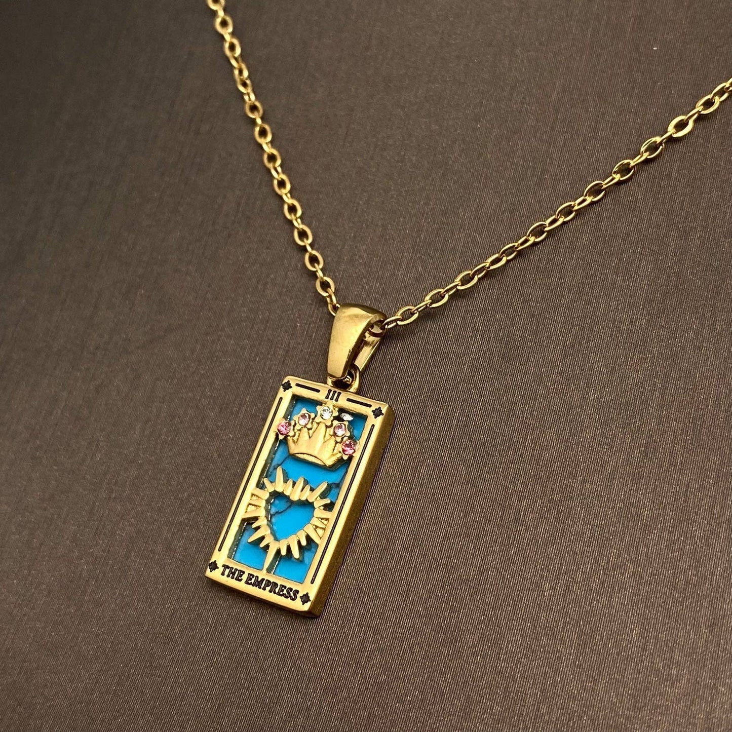 Tarot 18K Gold Plated Steel Necklace: The EMPRESS