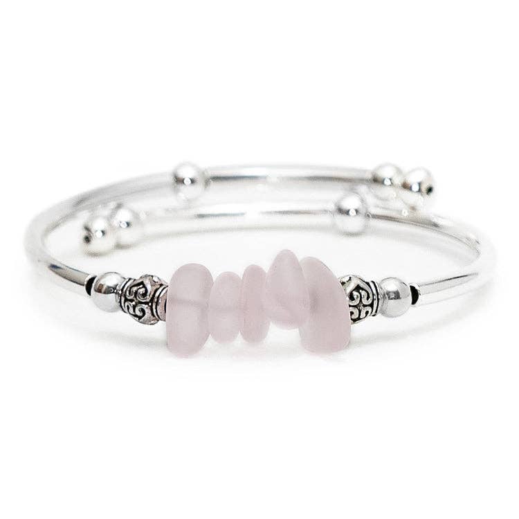 Soft Pink Nugget Sea Glass Bracelet