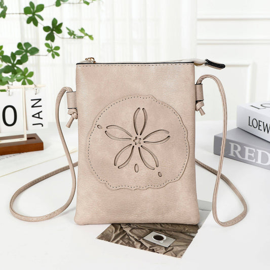 Shine Mark Accessories - Sand - Sand Dollar laser cut crossbody cellphone bag