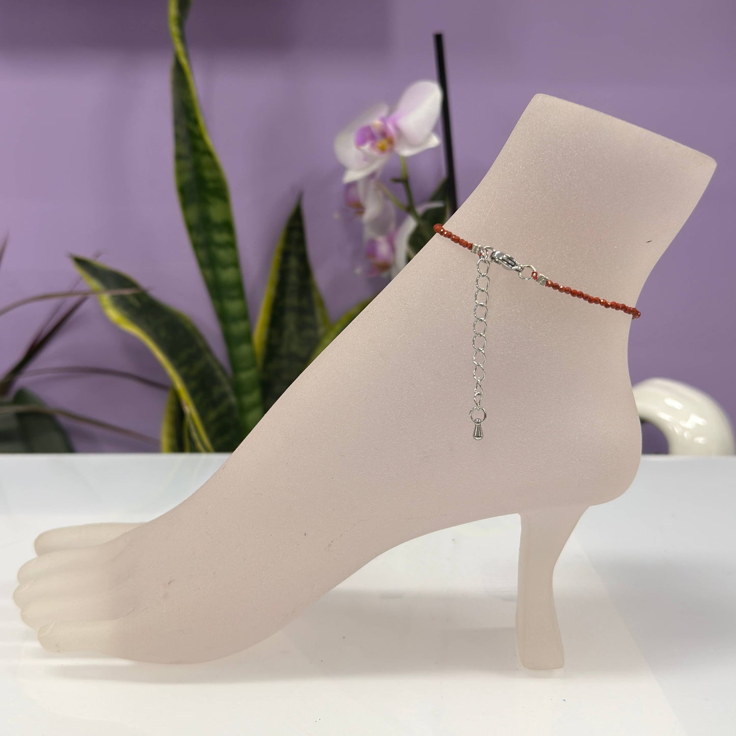 Natural Red Jasper Anklets