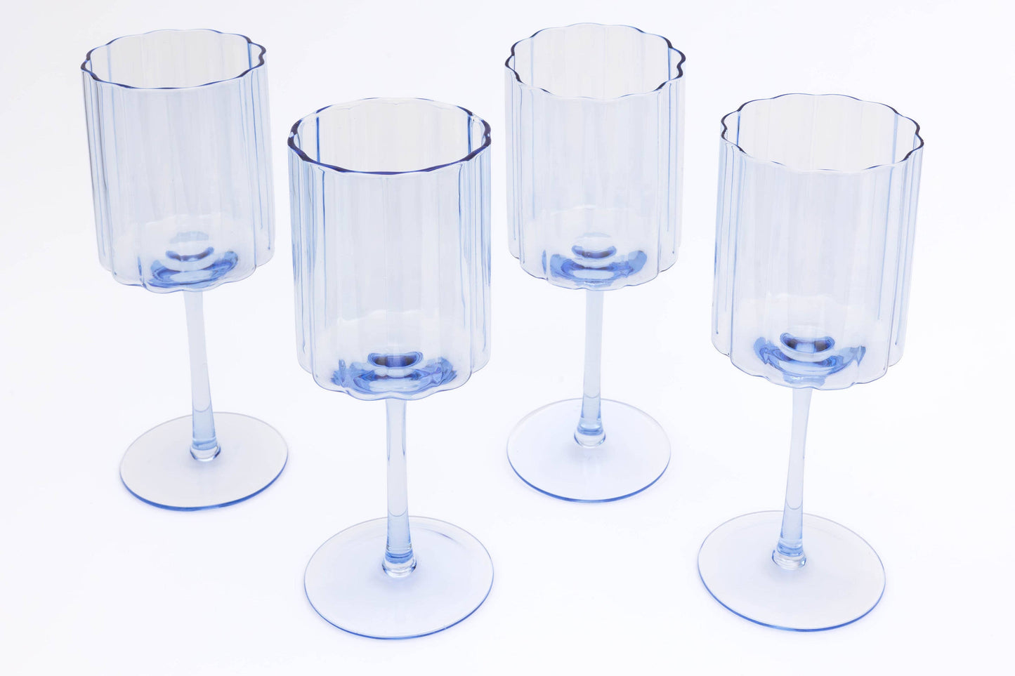 Jeanne Fitz - Scalloped Edge Glasses, wine, Blue