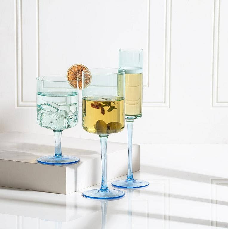 Abbott - Slender Blue Wine Glass