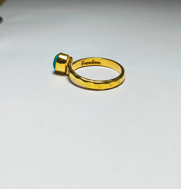 Freedom Stone Turquoise Freedom Ring - Gold Plated over Brass