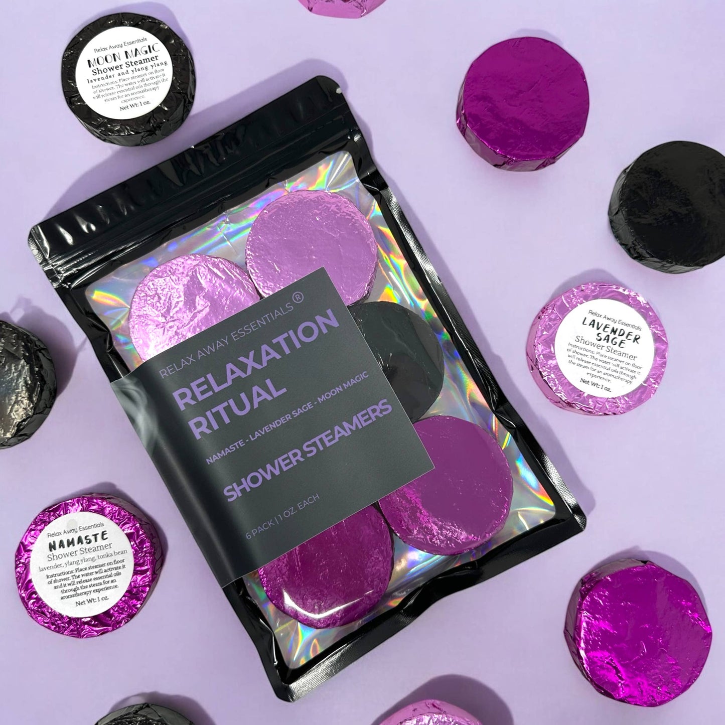 Relax Away Essentials - Relaxation - Shower Steamers 6 Pack - Made in USA - Lavender